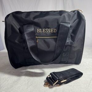Black Weekender Duffel Bag with Gold Accents